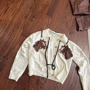 Women's Cream Horse Pattern Sweater